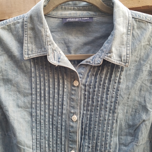 Jones New York Chambray Button Down Roll Sleeve M - Picture 1 of 6